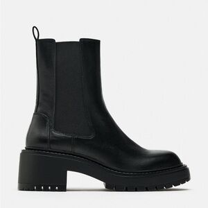 Zara leather lug sole boots
